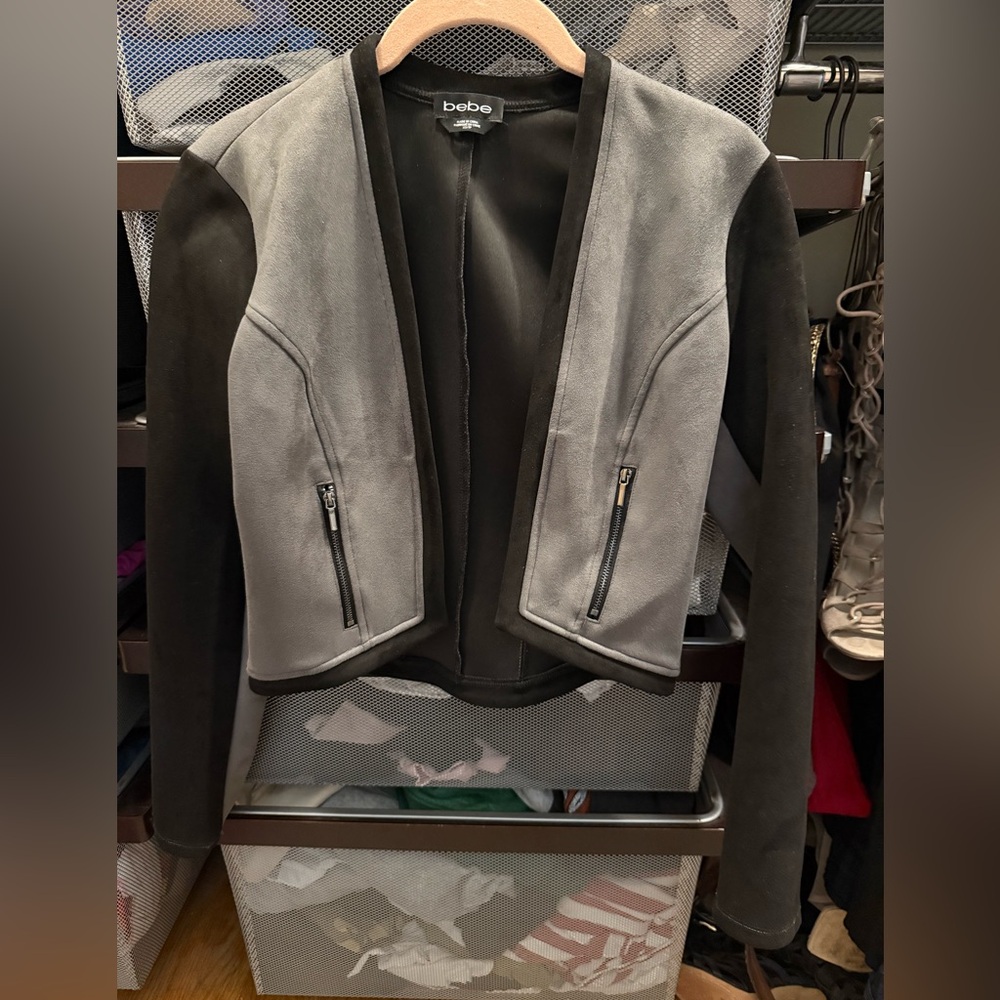 BEBE MOTO SUEDE CROP JACKET